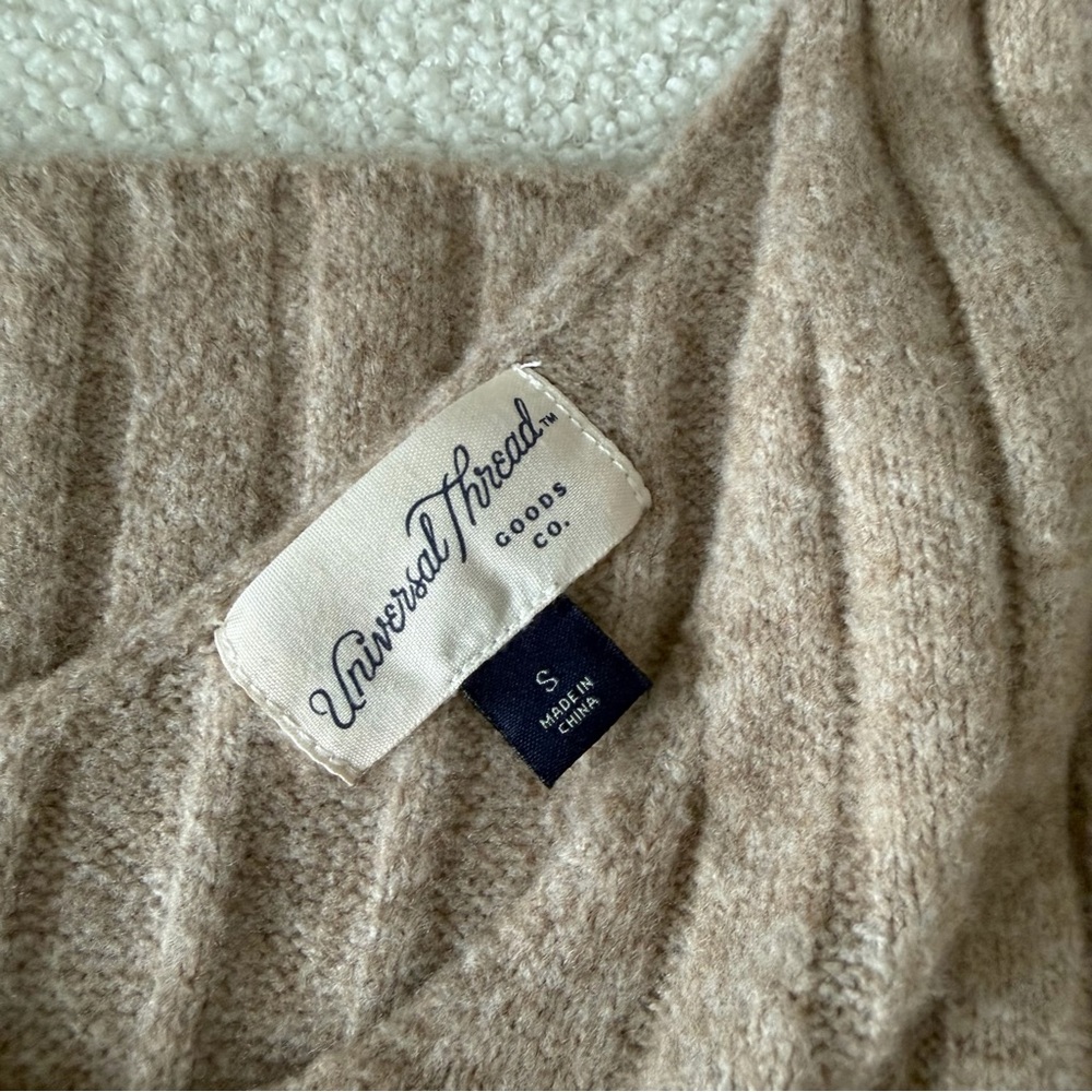 NWOT Universal Thread Taupe Ribbed Sweater Midi Slit Dress - Picture 4 of 7
